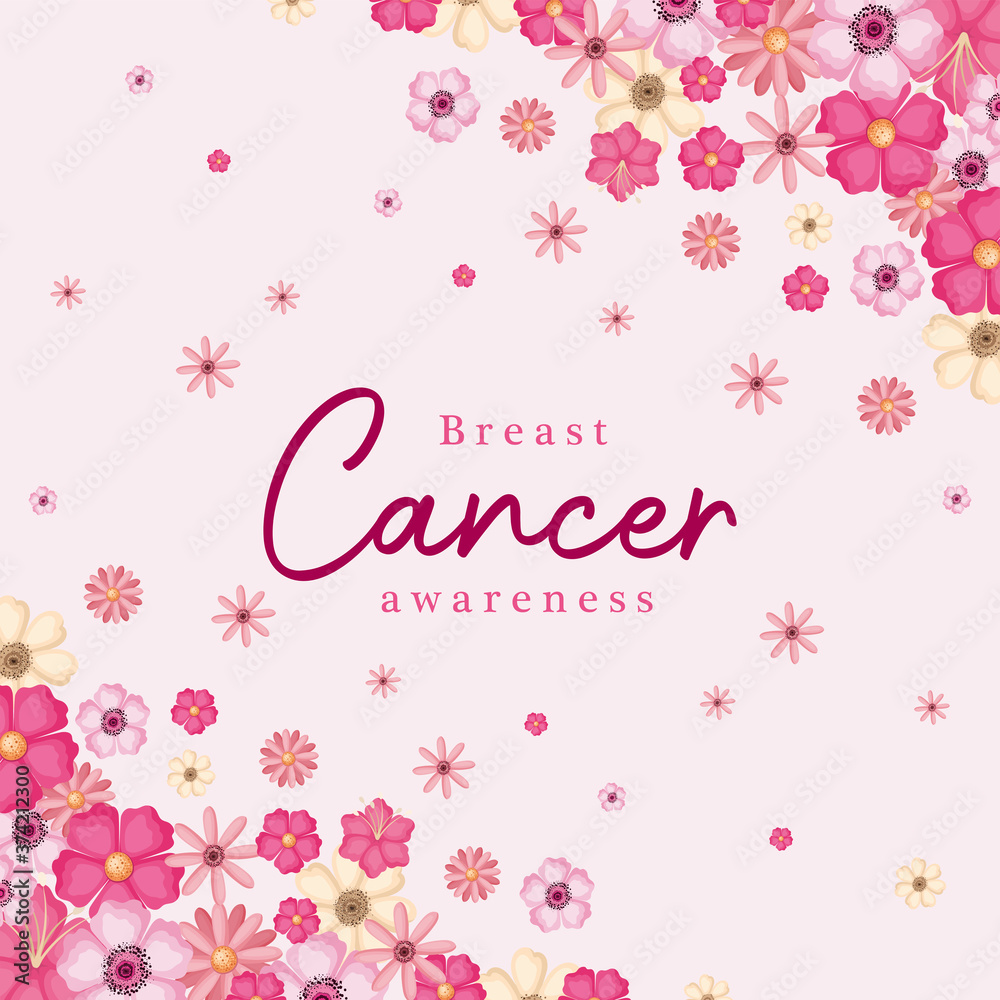pink flowers of breast cancer awareness design, campaign and prevention theme Vector illustration pink flowers of breast cancer awareness design, campaign and prevention theme Vector illustration