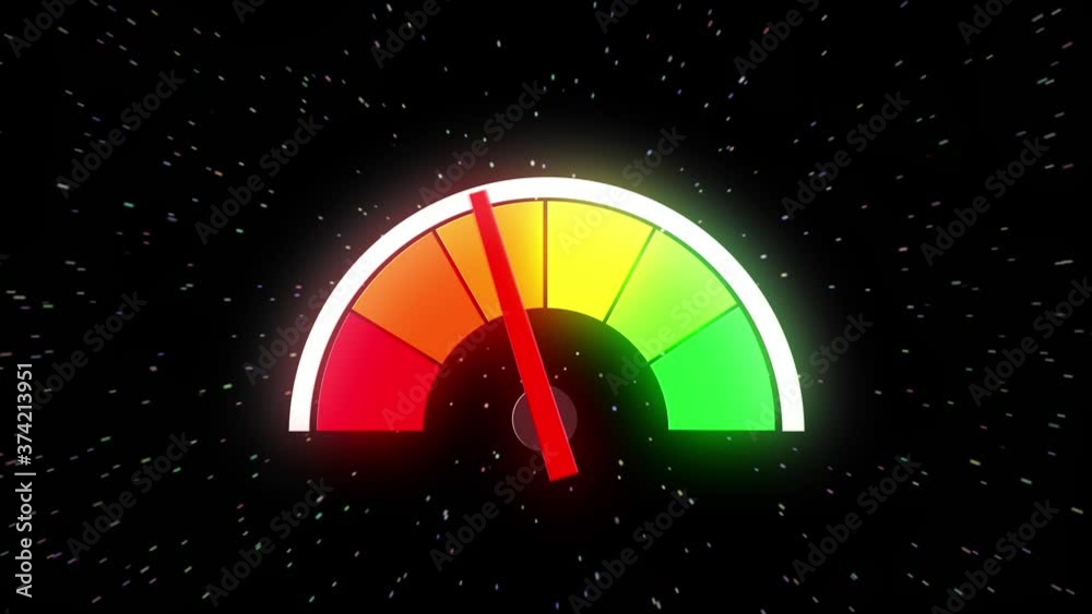 An animated speed gauge increases as a star field zooms behind. Good for representing fast Internet speed or bandwidth.  	