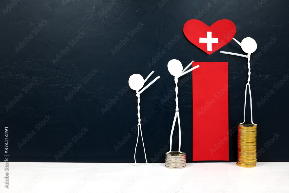 Stick figure reaching for a red heart shape with cross cutout while