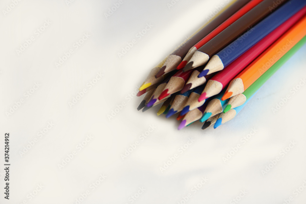 color pencils on white background color pencils on white background