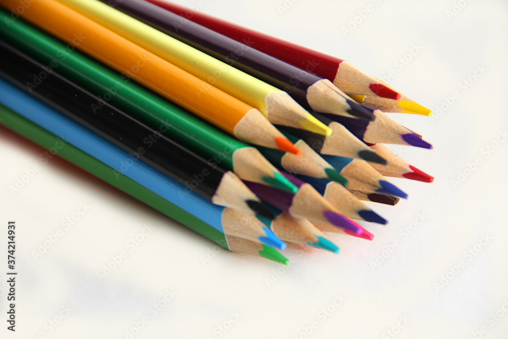 color pencils on white background color pencils on white background