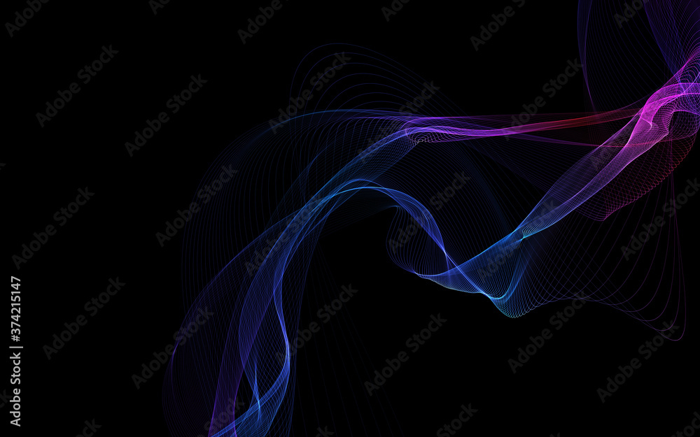 Dark abstract background with a glowing abstract waves Dark abstract background with a glowing abstract waves