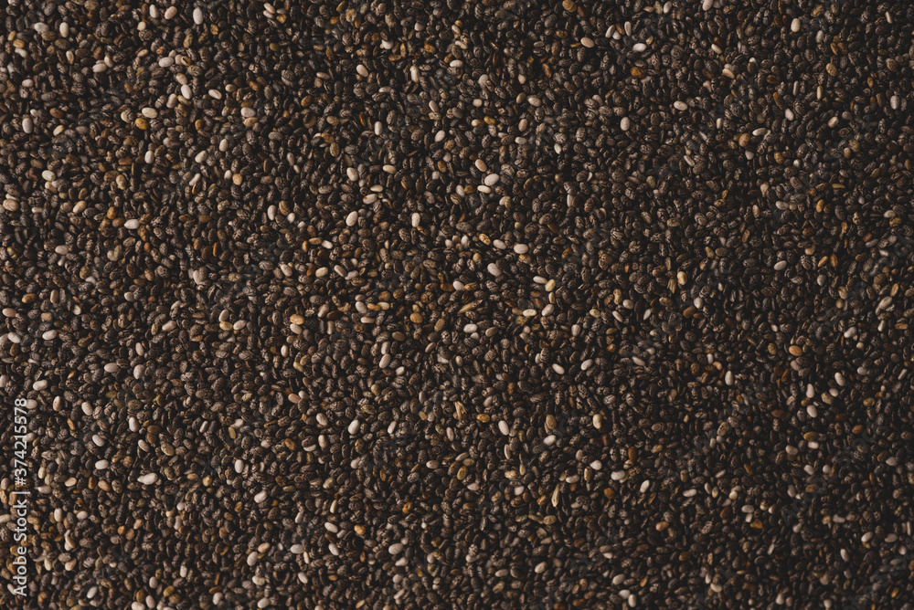 Many Chia seeds photography top view Many Chia seeds photography top view