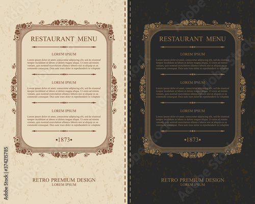 Elegant calligraphic frame with text restaurant menu, Vector Eps 10