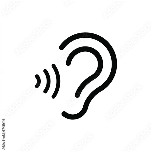 Ear icon. Hearing symbol vector icon