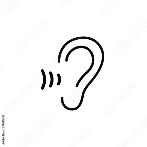 Ear icon. Hearing symbol vector icon
