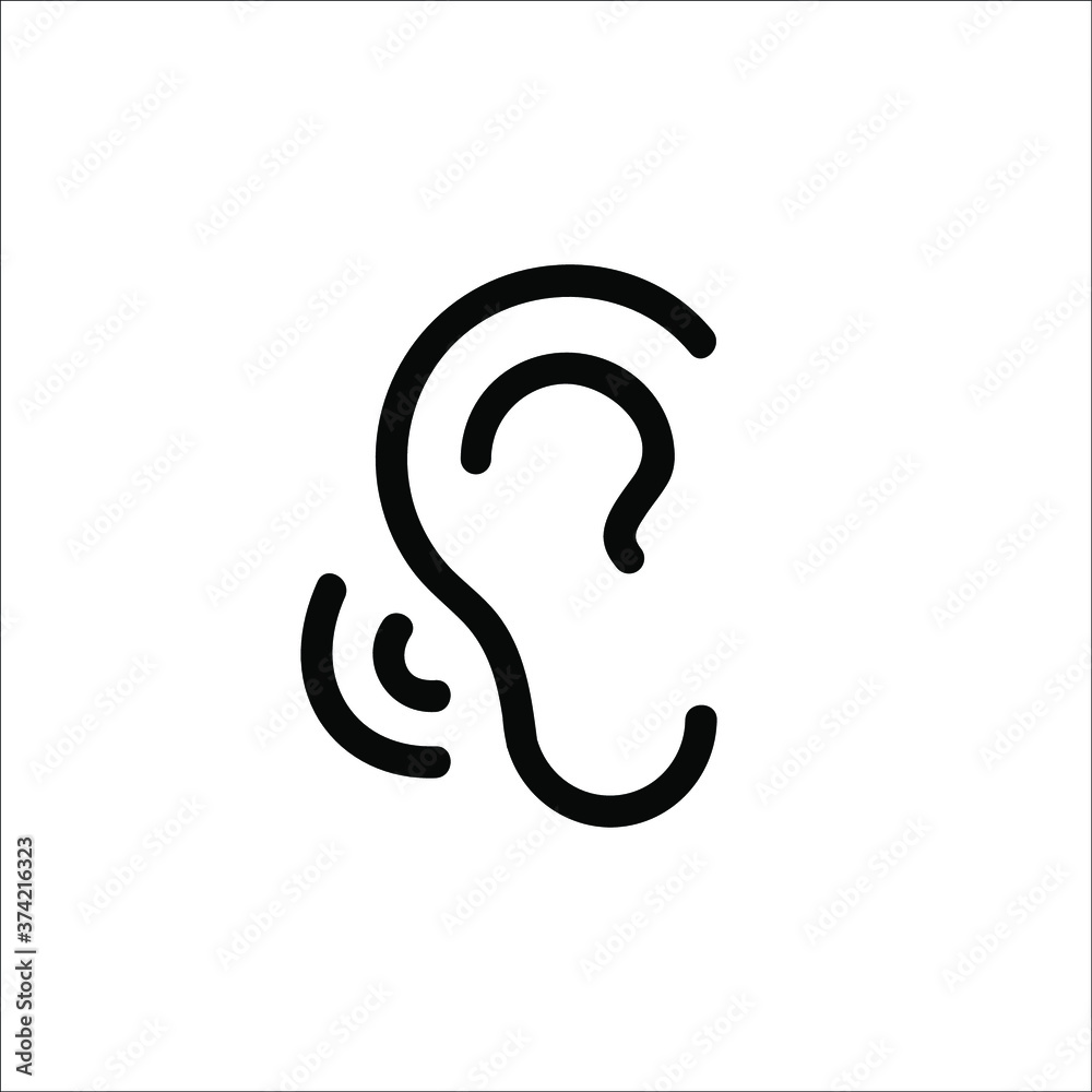 Ear icon. Hearing symbol vector icon Ear icon. Hearing symbol vector icon