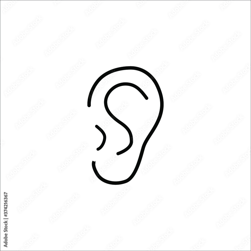 Ear icon. Hearing symbol vector icon Ear icon. Hearing symbol vector icon