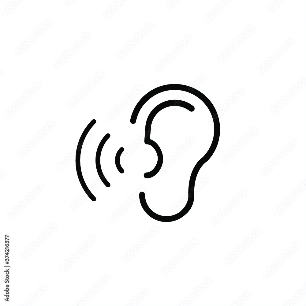 Ear icon. Hearing symbol vector icon Ear icon. Hearing symbol vector icon