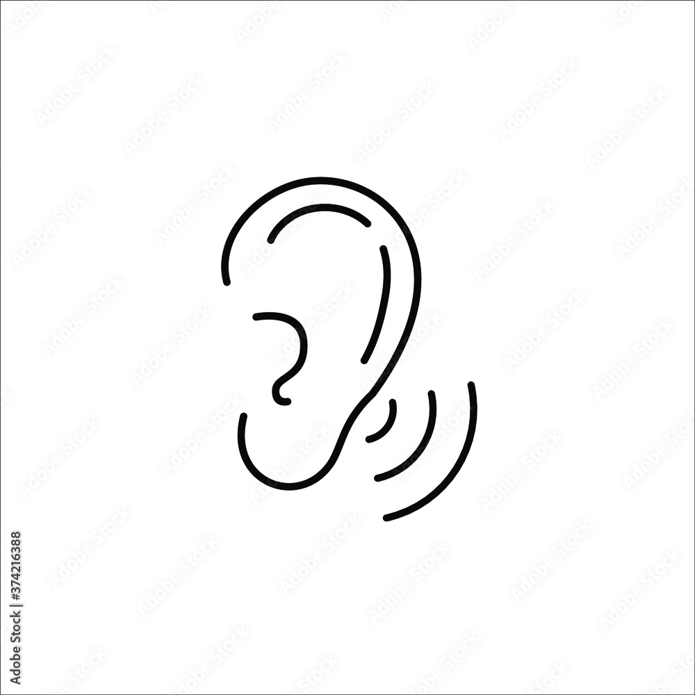 Ear icon. Hearing symbol vector icon Ear icon. Hearing symbol vector icon