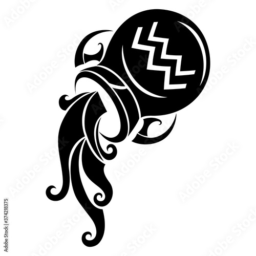 Aquarius zodiac sign isolated on white background.
