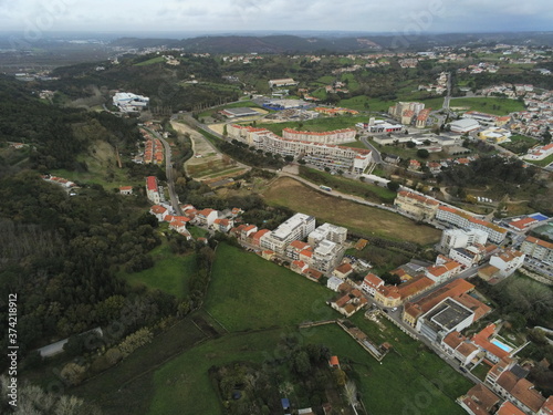 Aerial view of Alcobaca Monastery in Portugal.. UNESCO World Heritage Site
