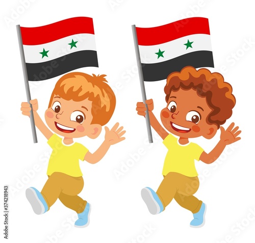 syria flag in hand set