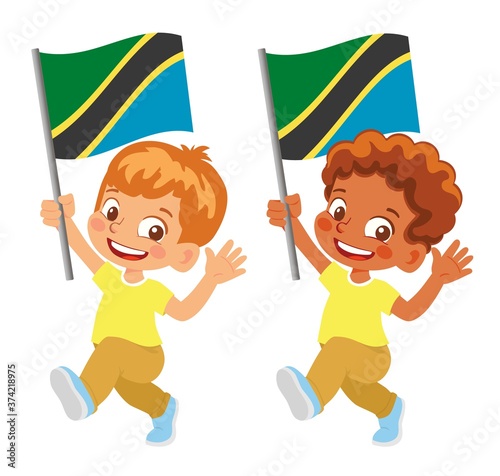 Tanzania flag in hand set