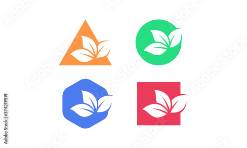Modern leaf colorful logo design vector