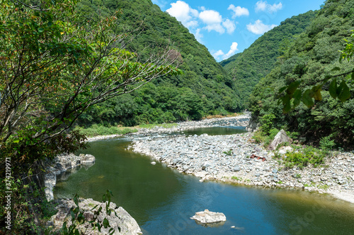 Summer view of Muko-river in Hyogo prefecture, Japan photo