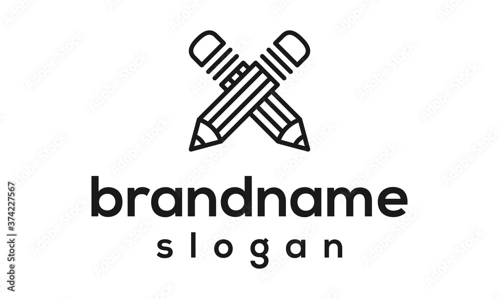 modern pencil line logo design vector modern pencil line logo design vector