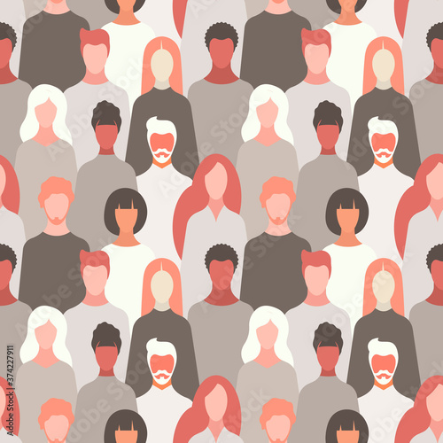 international community pattern. multinational community print. Humans of different gender, ethnicity, and color.Vector illustration for design, directory, announcements, postcards, manual, posters.