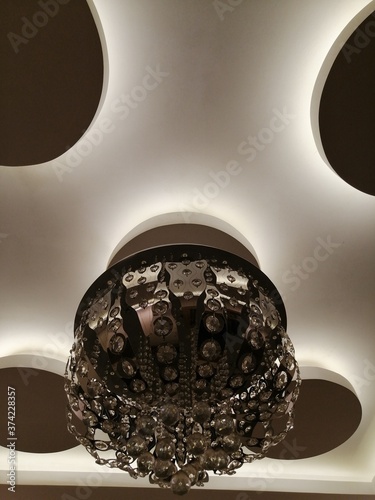 glass chandelier on the ceiling