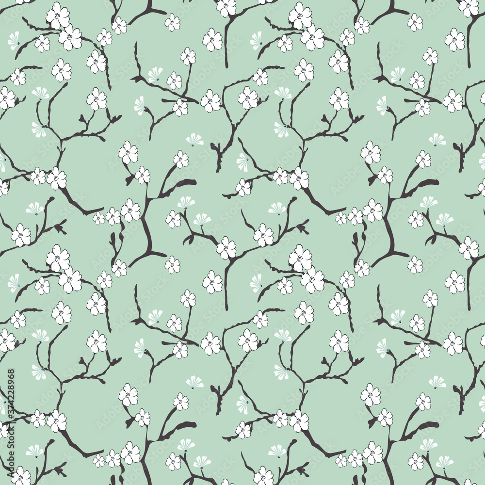 seamless vector flowers with leaves pattern on  background