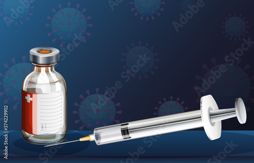 Coronavirus vaccine and Syringe