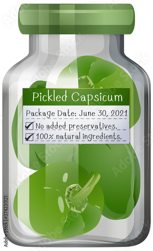 Capsicum preserve in glass jar