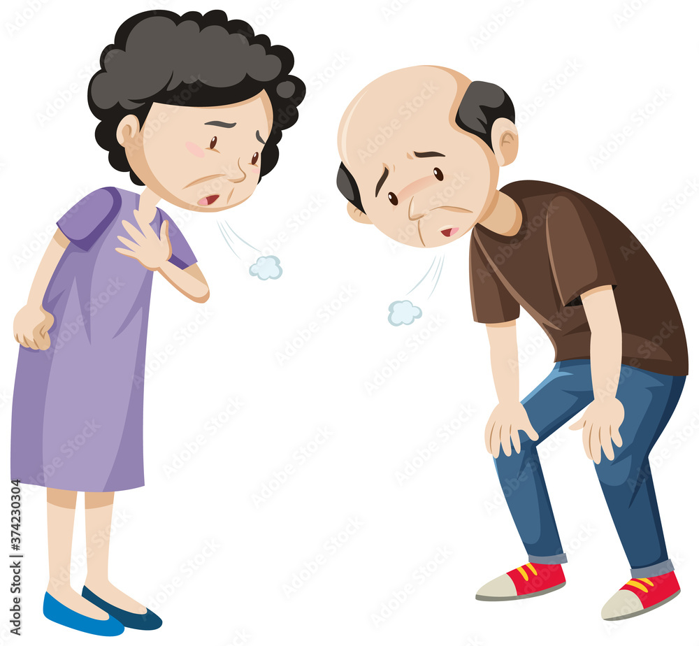 Old tired couple cartoon character Old tired couple cartoon character