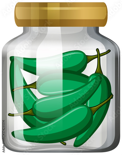 Green pepper in the glass jar