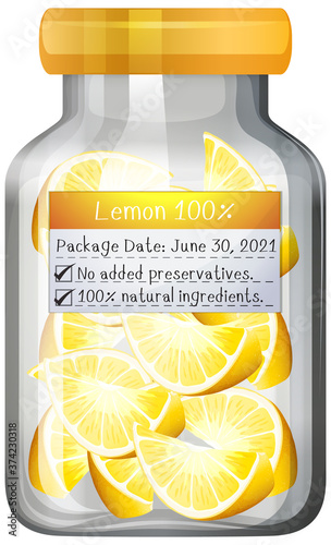 Lemon preserve in glass jar