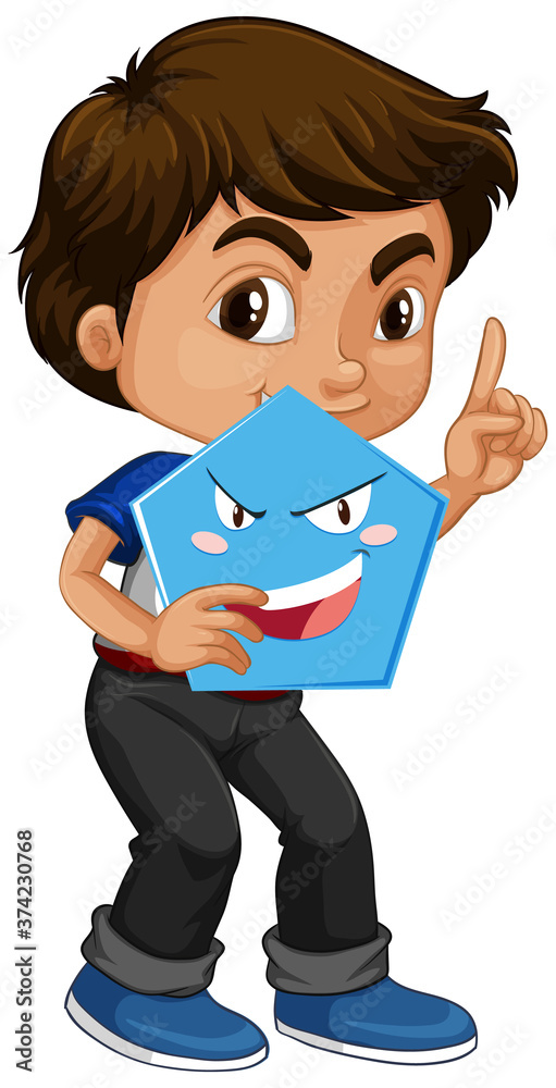 Fototapeta premium Boy holding geometric shape