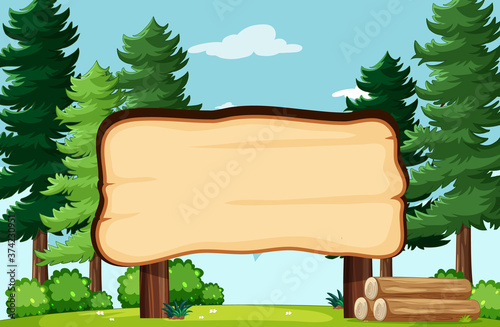 Empty banner board in nature park scenery