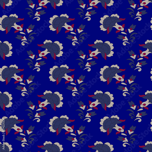traditional Indian paisley pattern on blue background