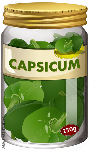 Capsicum preserve in glass jar