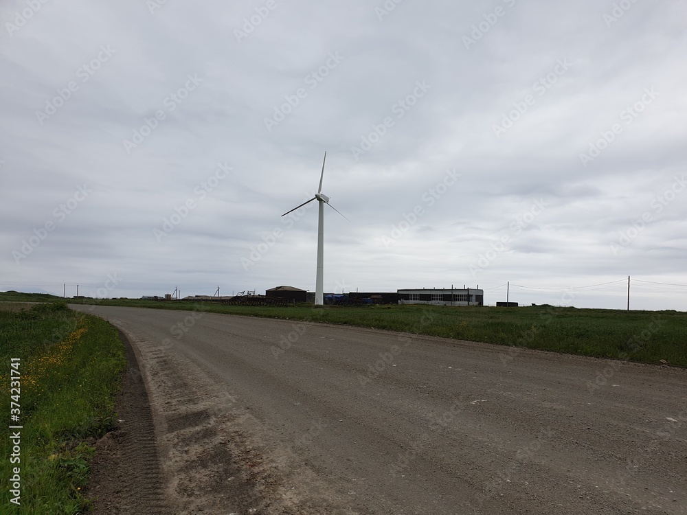 wind turbine on the road