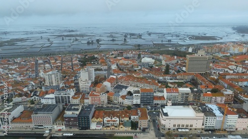 Aveiro, beautiful village. The Venice of Portugal. Aerial Drone Photo