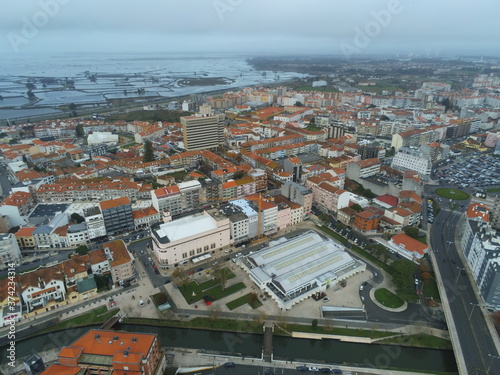 Aveiro, beautiful village. The Venice of  Portugal. Aerial Drone Photo