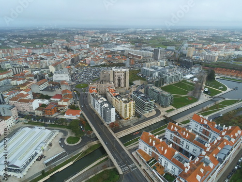 Aveiro, beautiful village. The Venice of  Portugal. Aerial Drone Photo