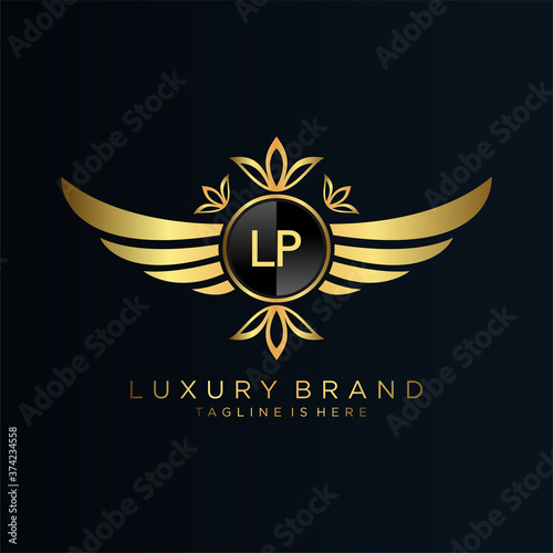 LP Letter Initial with Royal Template.elegant with crown logo vector, Creative Lettering Logo Vector Illustration.