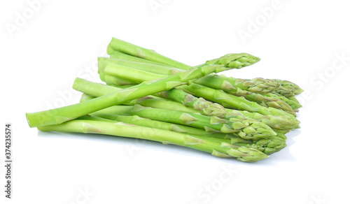 Fresh green asparagus isolated on white background.