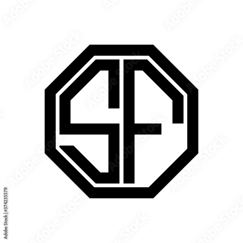 SF initial monogram logo, octagon shape, black color