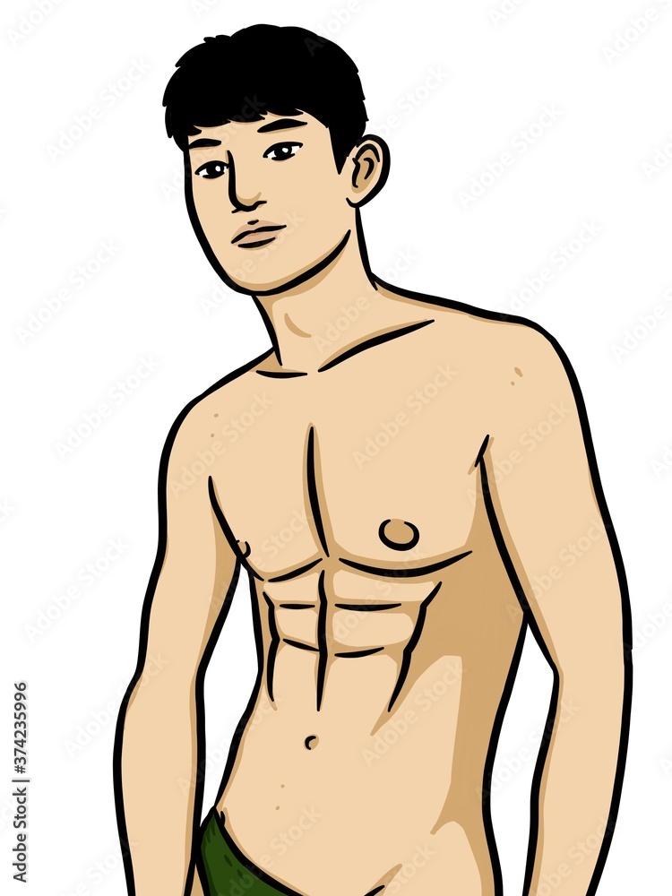 Fototapeta premium cartoon cute man on white background