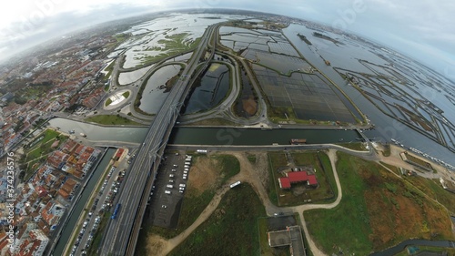 Aveiro, beautiful village. The Venice of  Portugal. Aerial Drone Photo