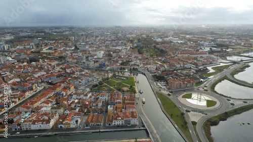 Aveiro, beautiful village. The Venice of  Portugal. Aerial Drone Photo