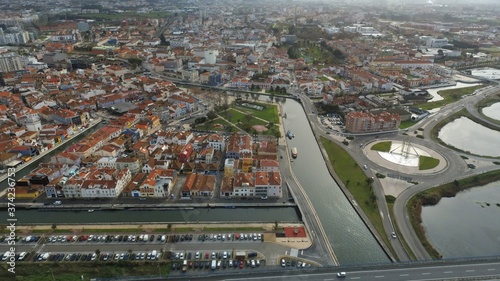 Aveiro, beautiful village. The Venice of  Portugal. Aerial Drone Photo