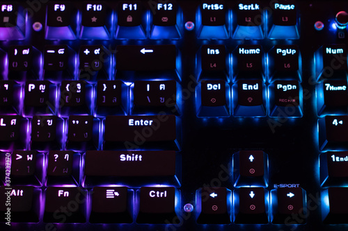 E sport Gaming reb keyboard top view.