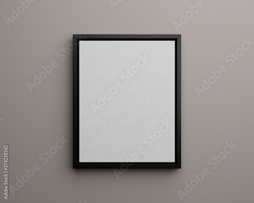 Blank Canvas Art Shadowbox Frame 11:14 Mockup Contemporary Modern Minimalist Empty Wall Copy Space Neutral Pastel White Nude Gold Black