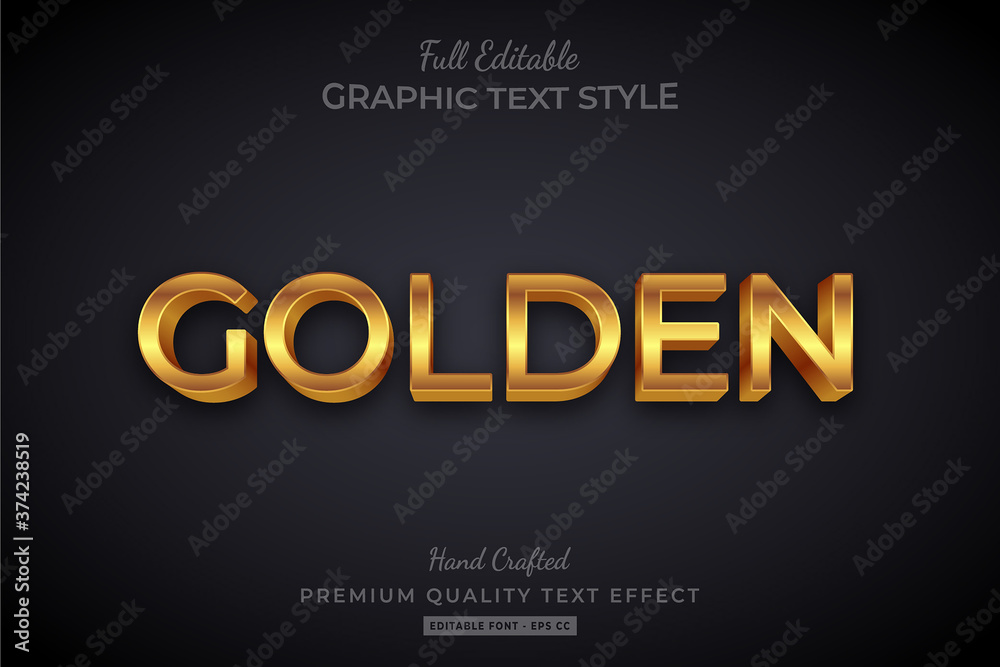Golden Elegant 3D Text Style Effect Premium