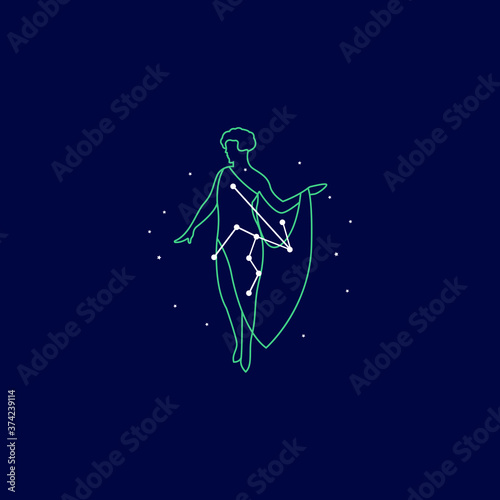 Sign of the zodiac Virgo. Constellation of the Virgo. Vector illustration.