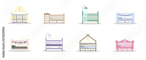 Set of cot icons. Simple element from baby things icons collection. Creative baby cradle for ui, ux, apps, software and infographics. Vector illustration in flat style. photo
