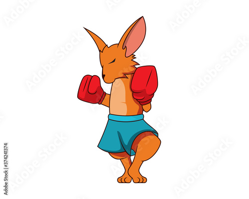 Boxing Kangaroo Character with Ready Stance Illustration